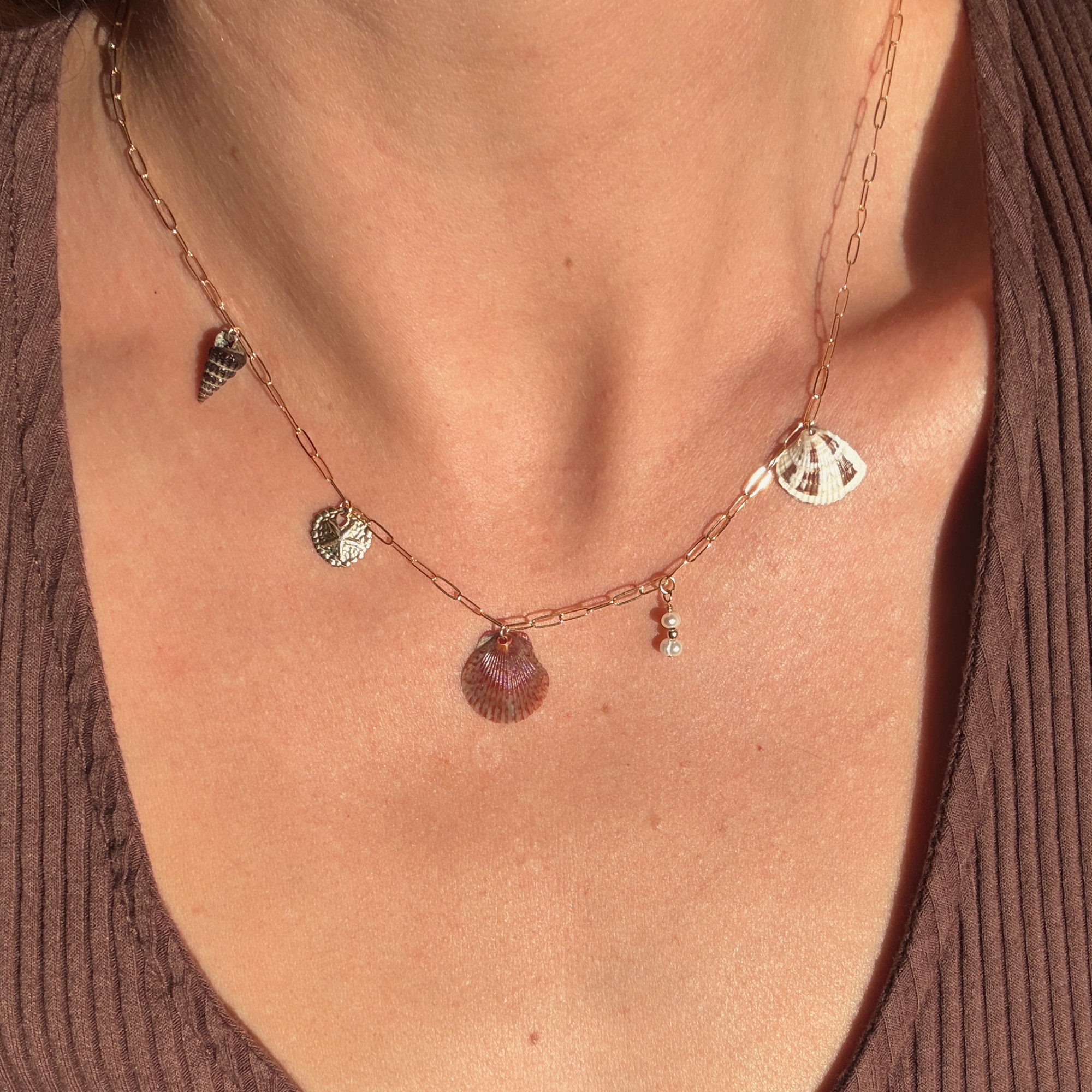 Dainty Seashell Charm Necklace | 14K Gold-filled