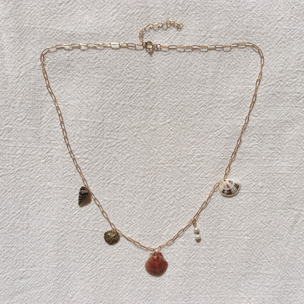 Dainty Seashell Charm Necklace | 14K Gold-filled
