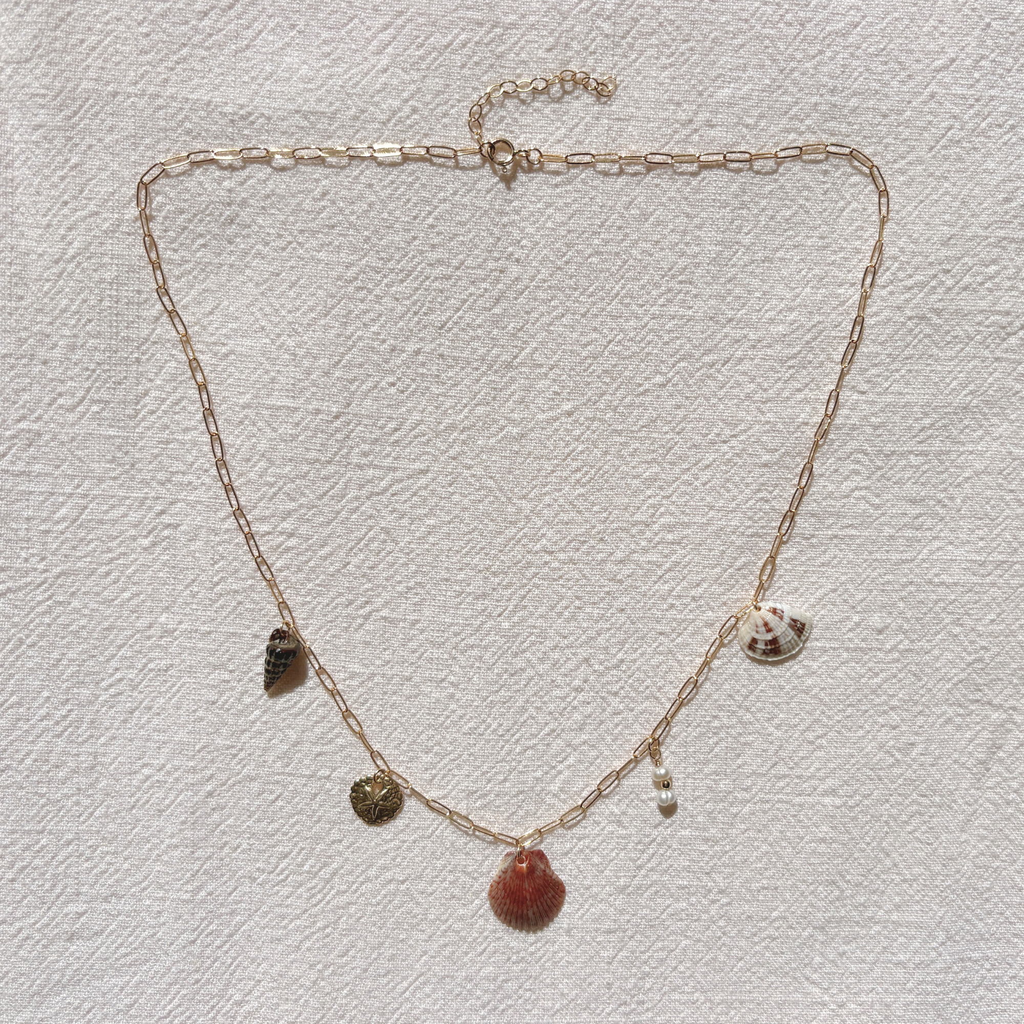 Dainty Seashell Charm Necklace | 14K Gold-filled