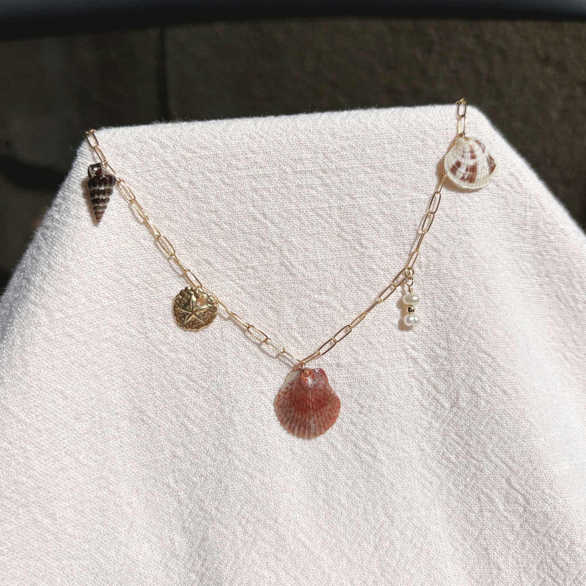 Dainty Seashell Charm Necklace | 14K Gold-filled