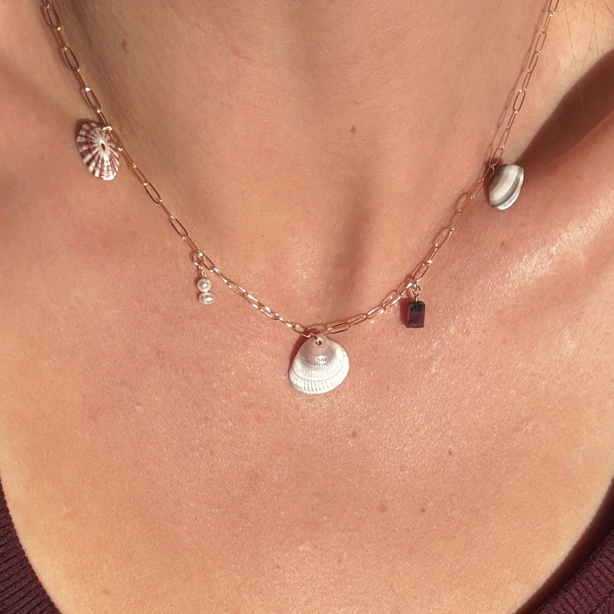 Dainty Seashell Charm Necklace | 14K Gold-filled
