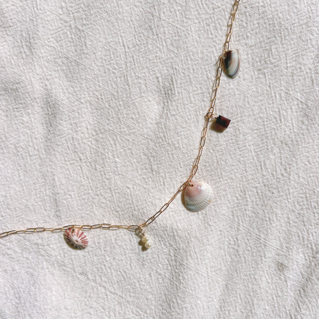 Dainty Seashell Charm Necklace | 14K Gold-filled