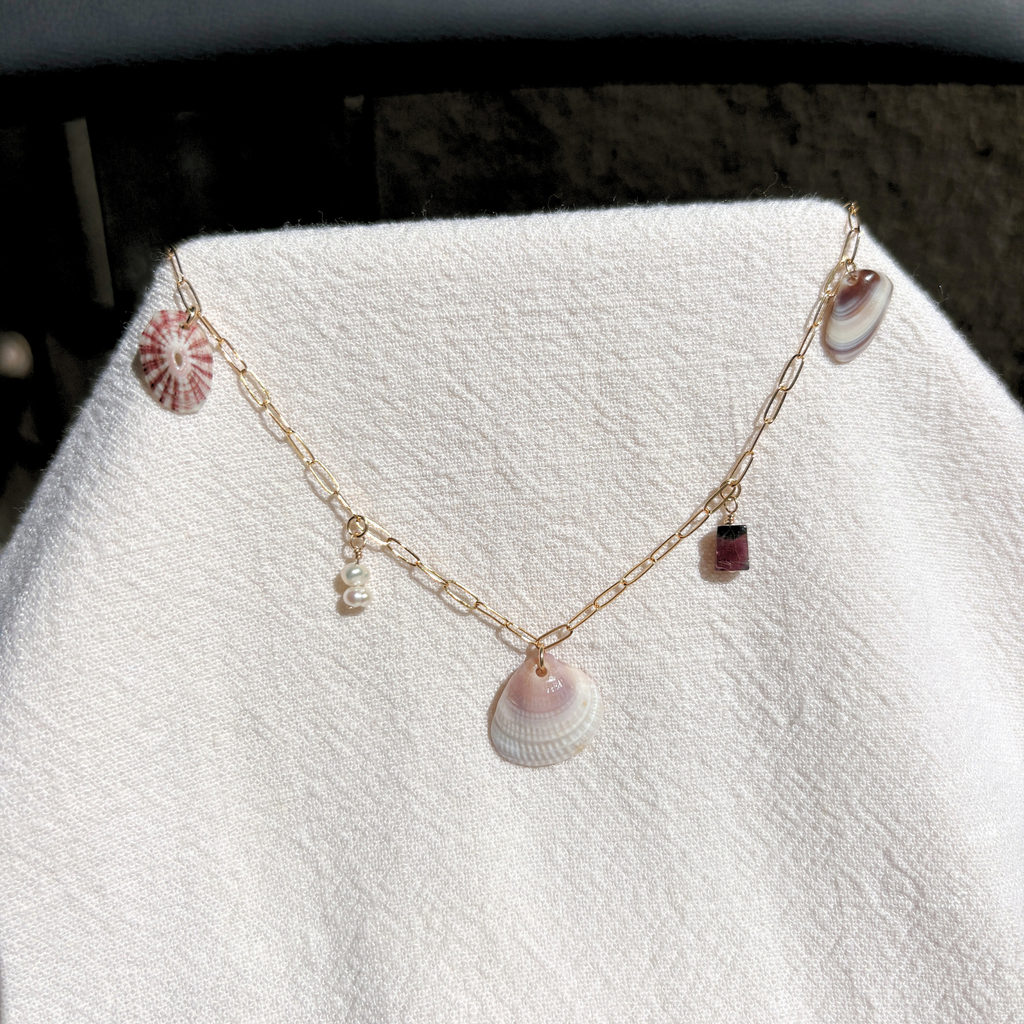 Dainty Seashell Charm Necklace | 14K Gold-filled