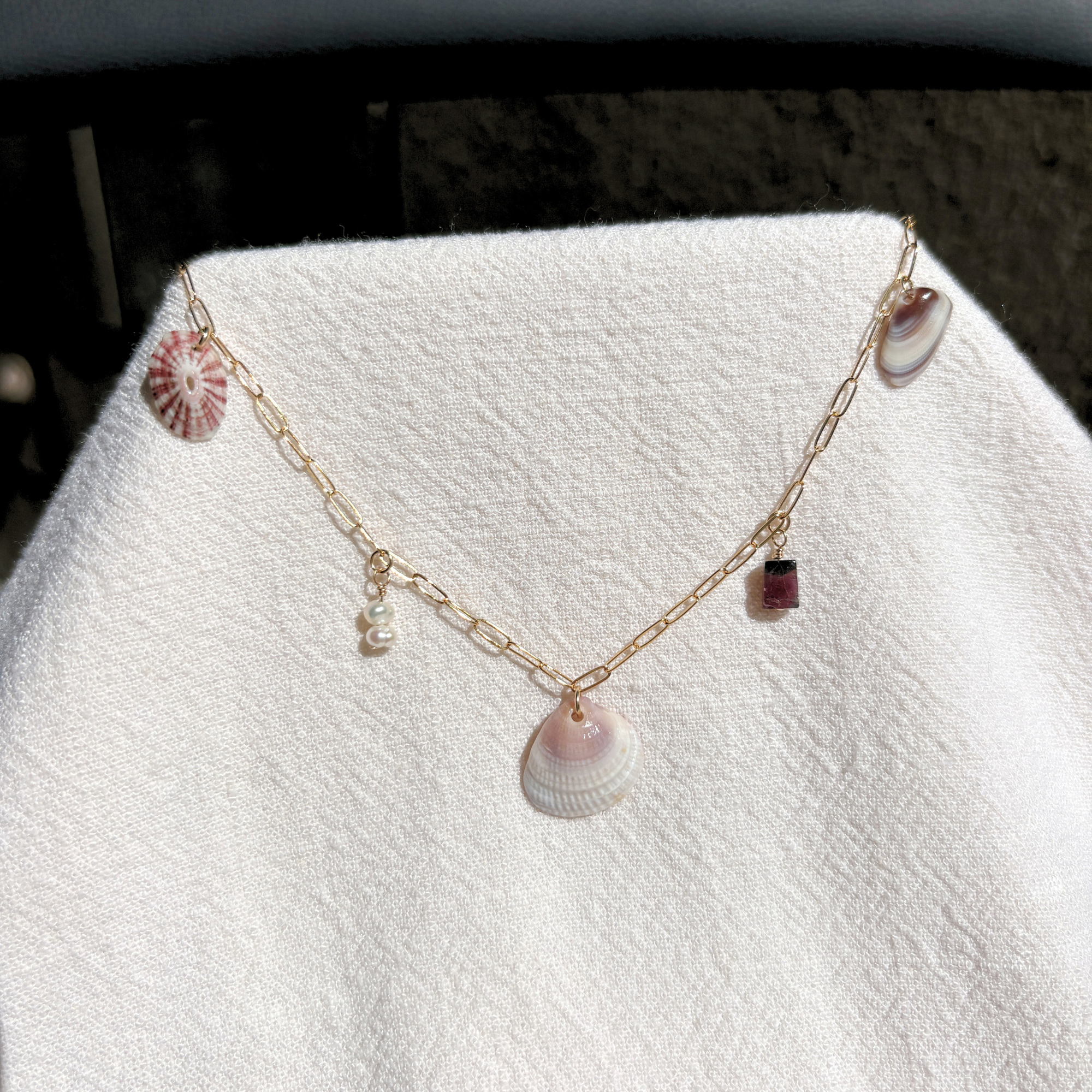 Dainty Seashell Charm Necklace | 14K Gold-filled