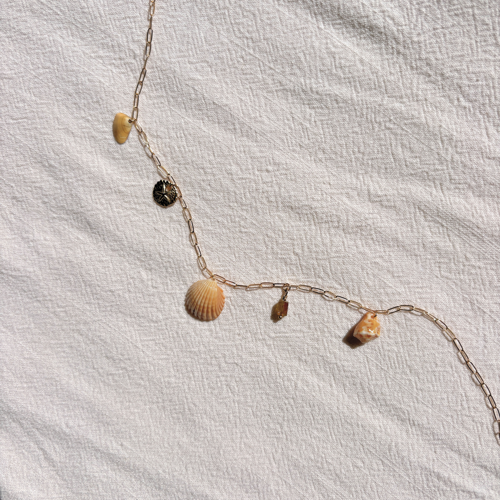 Dainty Seashell Charm Necklace | 14K Gold-filled