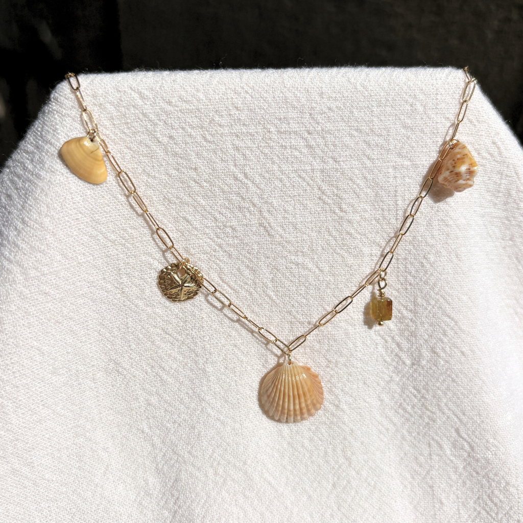 Dainty Seashell Charm Necklace | 14K Gold-filled
