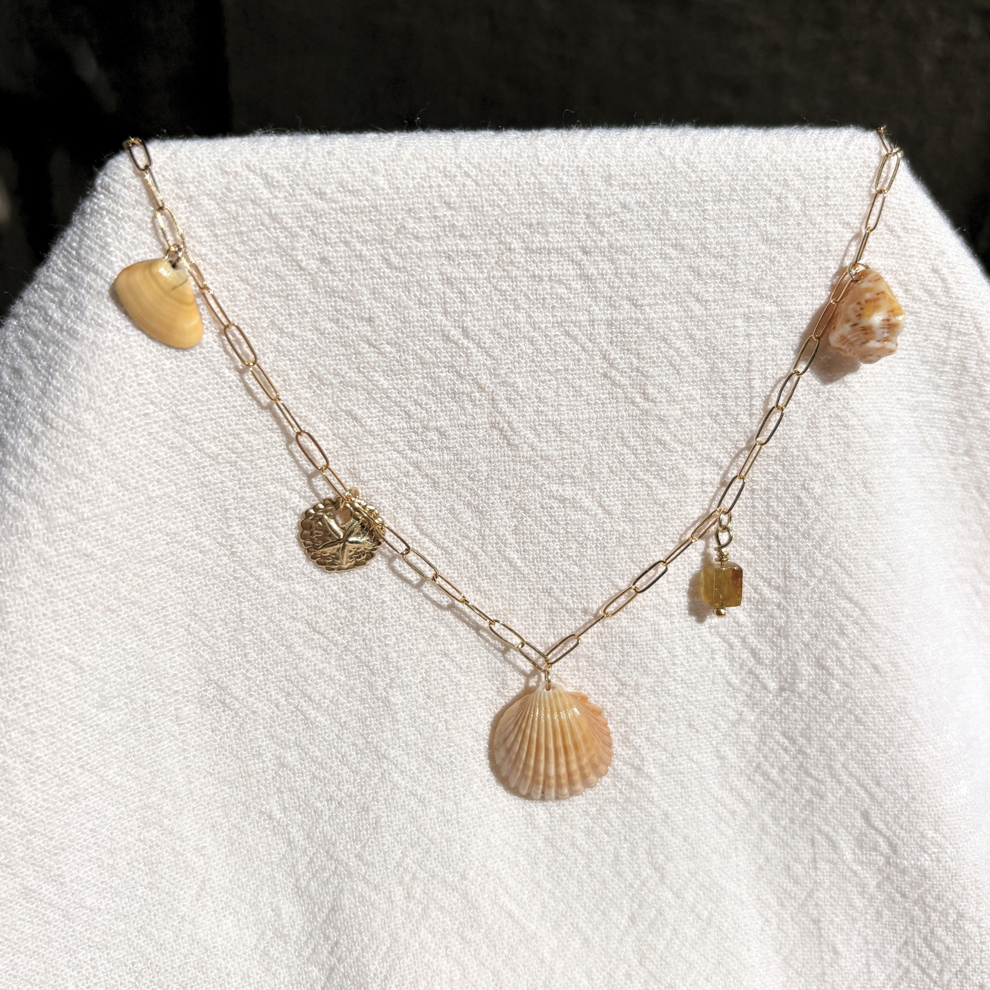 Dainty Seashell Charm Necklace | 14K Gold-filled