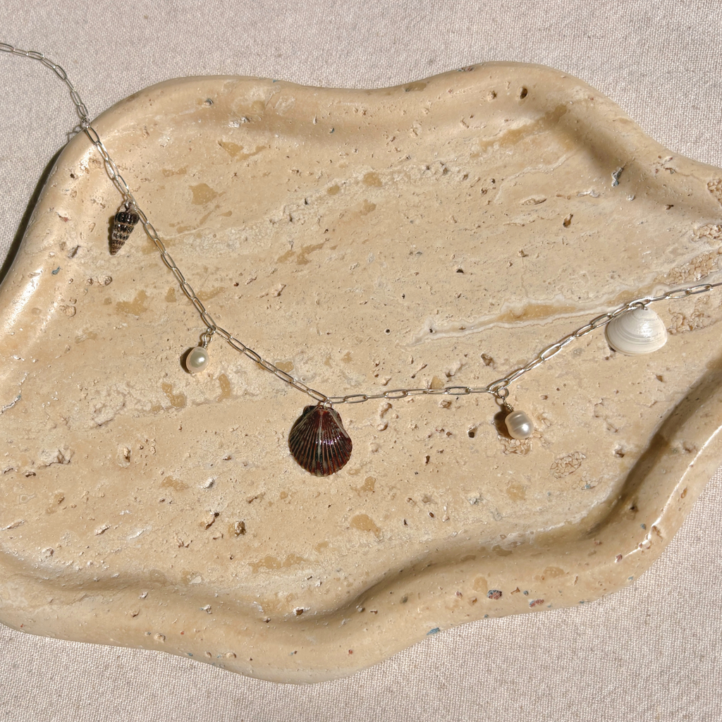 Dainty Seashell Charm Necklace | Sterling Silver