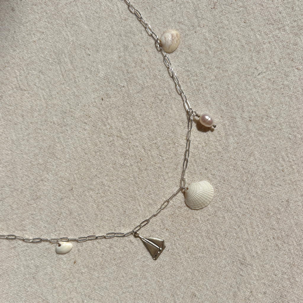 Dainty Seashell Charm Necklace | Sterling Silver