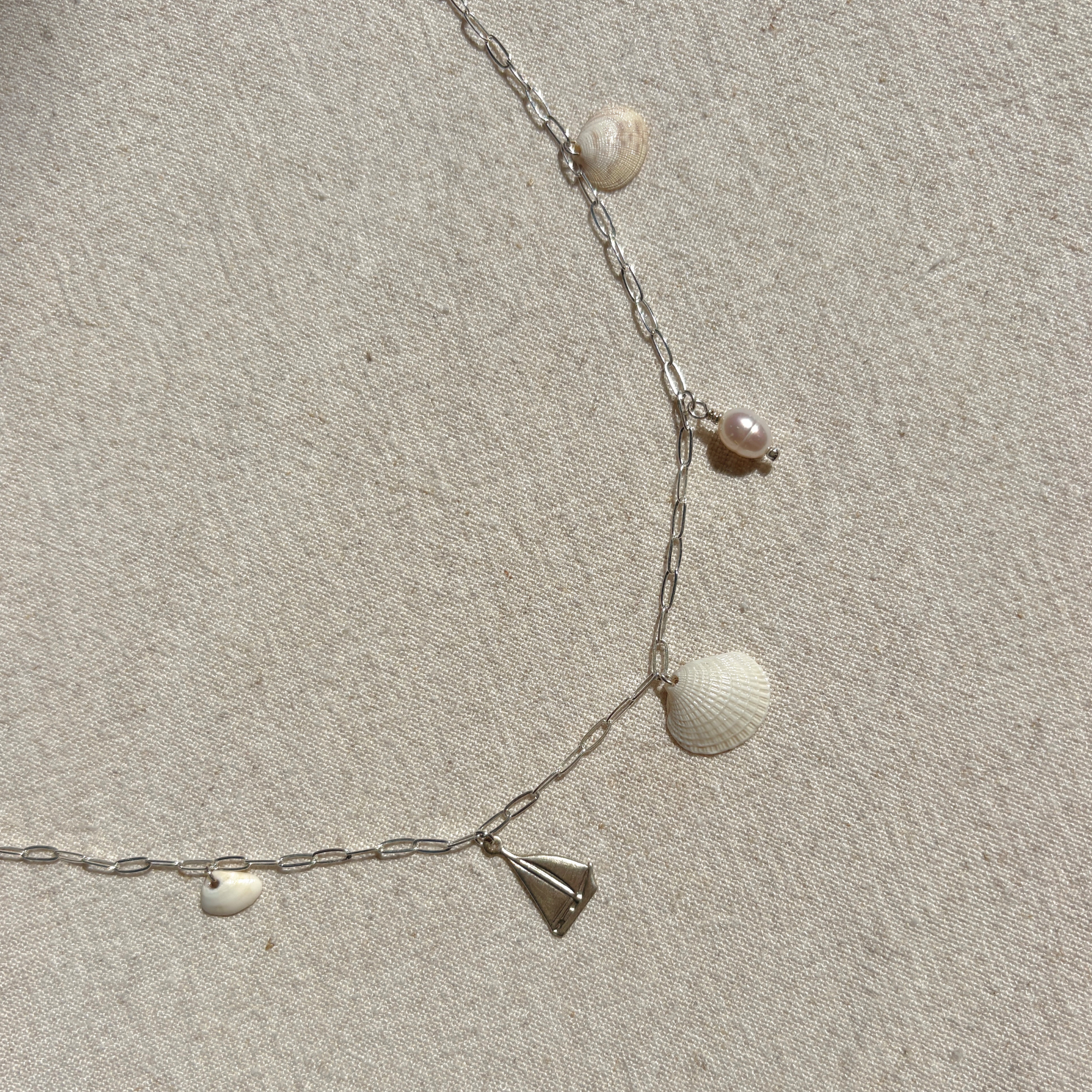Dainty Seashell Charm Necklace | Sterling Silver