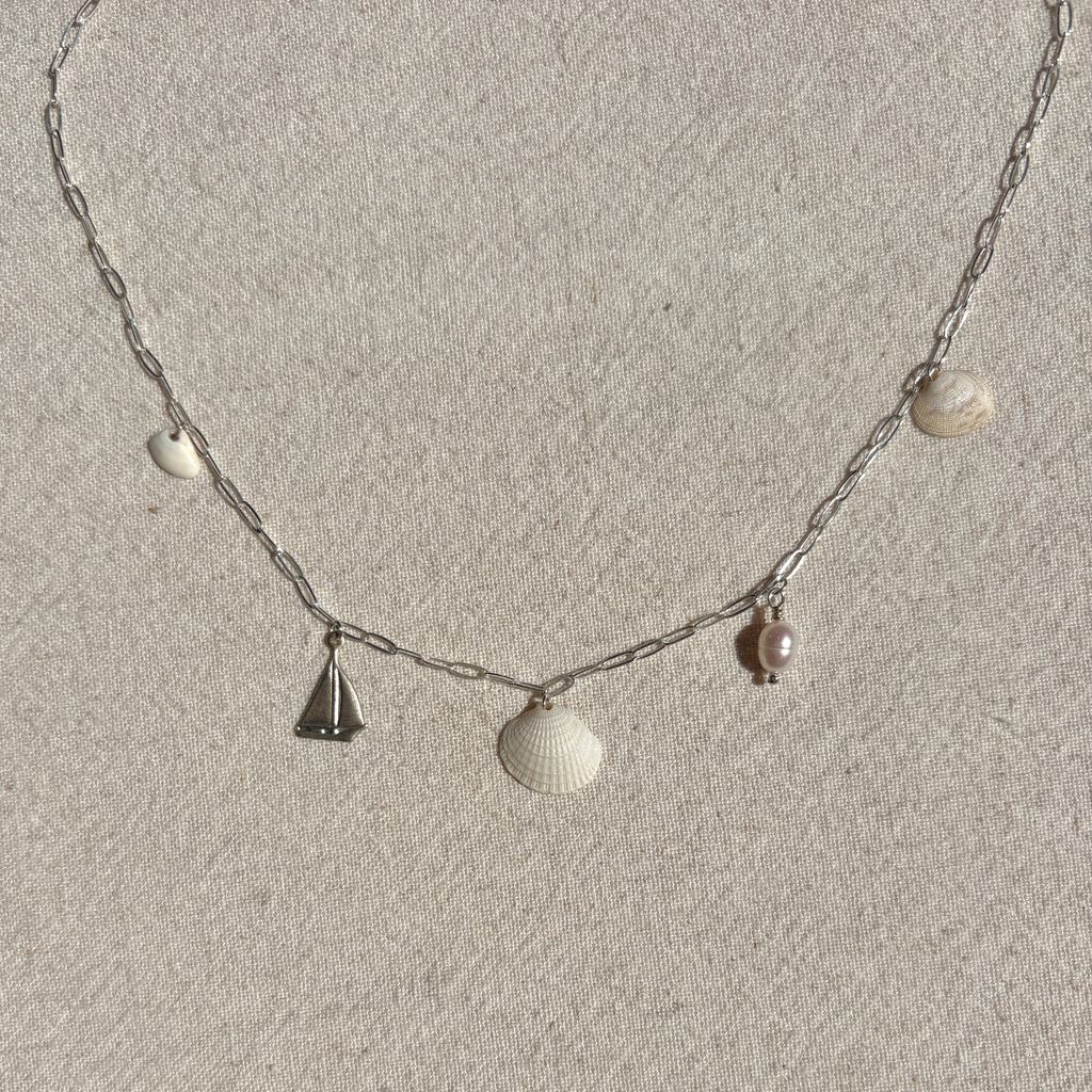 Dainty Seashell Charm Necklace | Sterling Silver