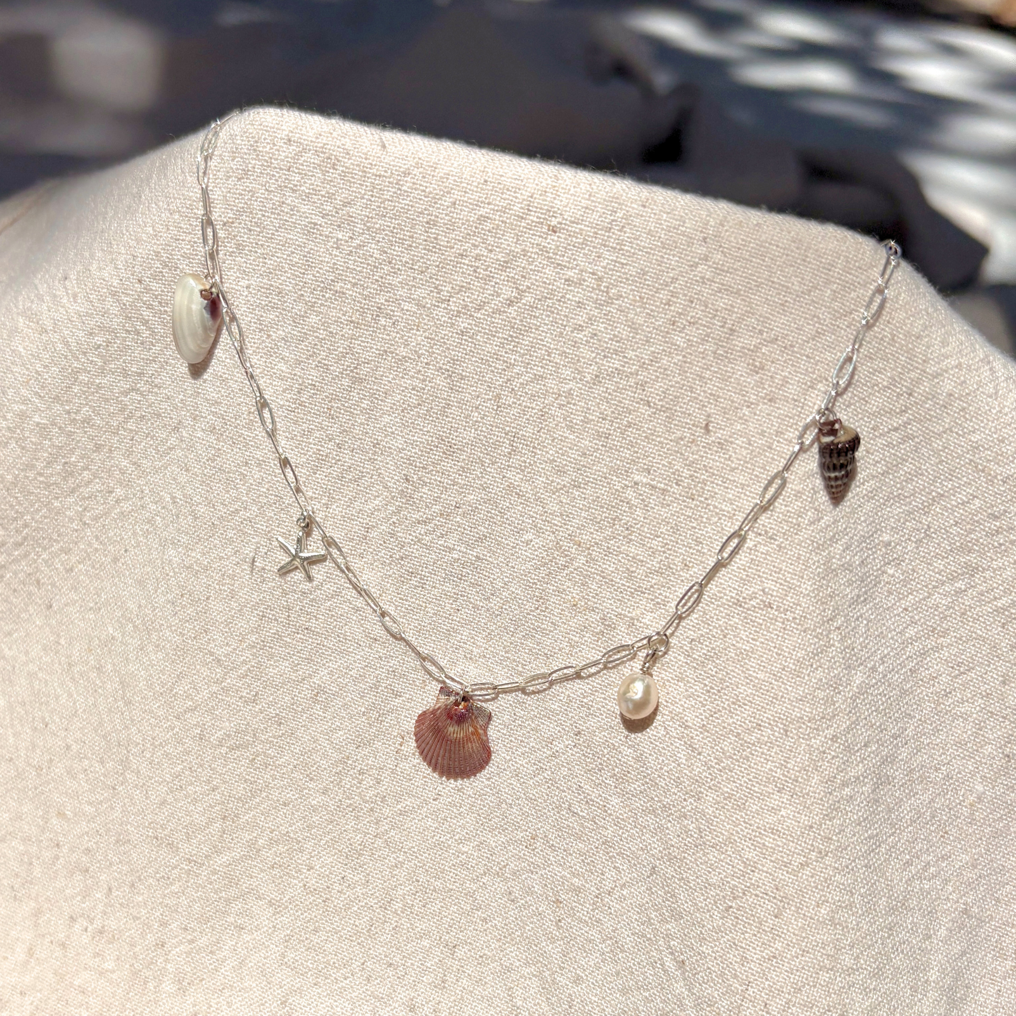 Dainty Seashell Charm Necklace | Sterling Silver