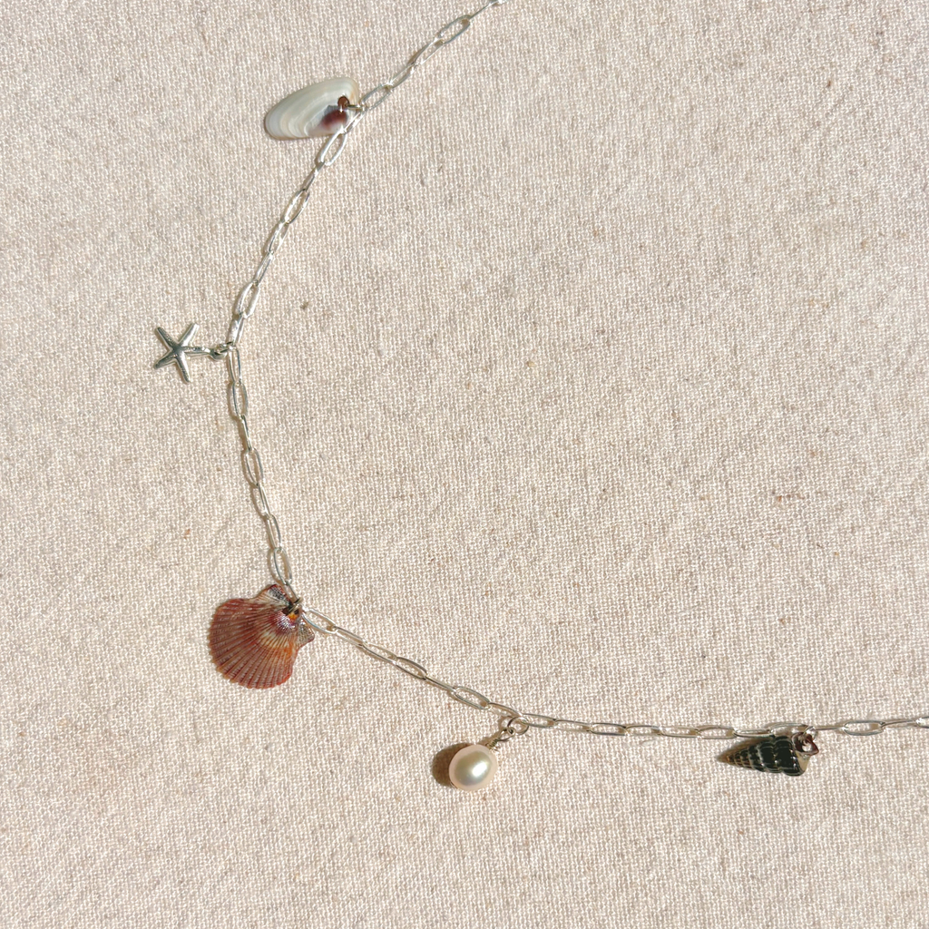Dainty Seashell Charm Necklace | Sterling Silver
