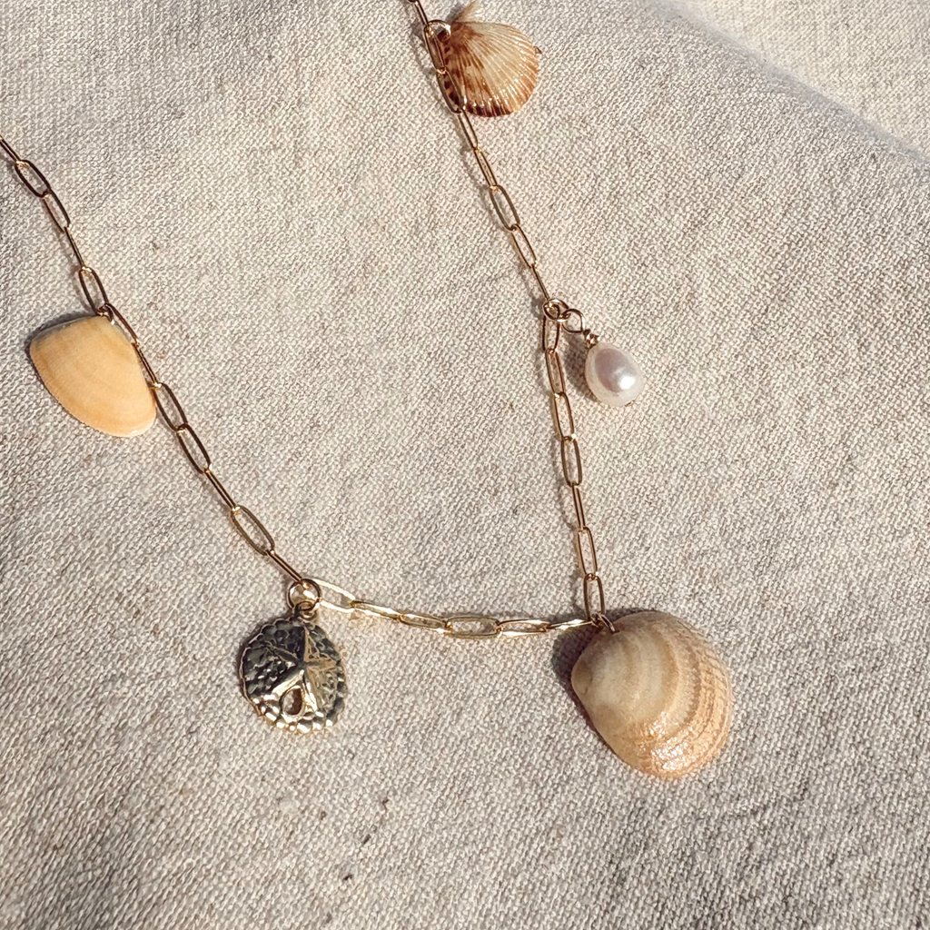 Dainty Seashell Charm Necklace | 14K Gold-filled