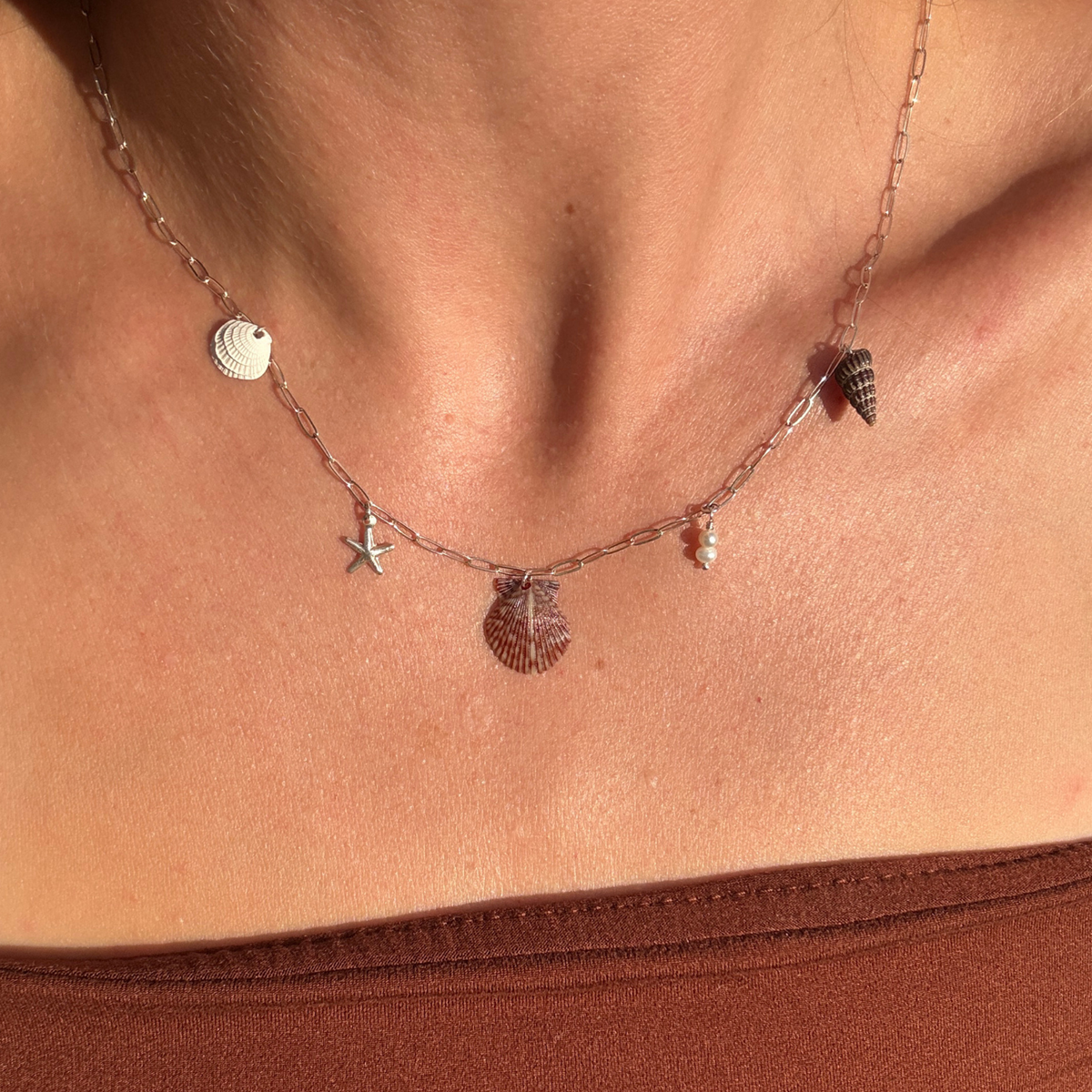Malibu | Seashell Charm Necklace | Sterling Silver