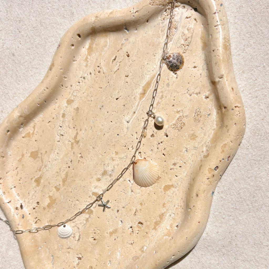 Dainty Seashell Charm Necklace | Sterling Silver