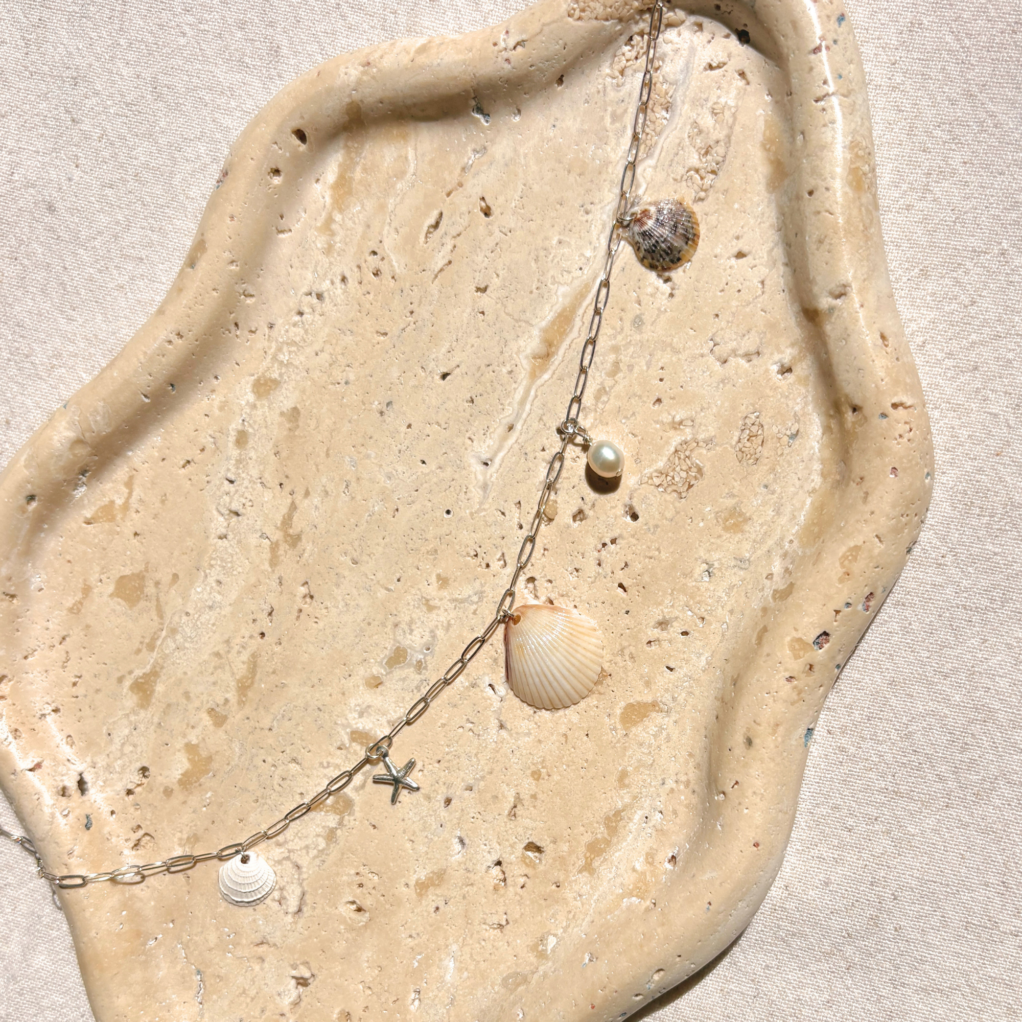 Dainty Seashell Charm Necklace | Sterling Silver