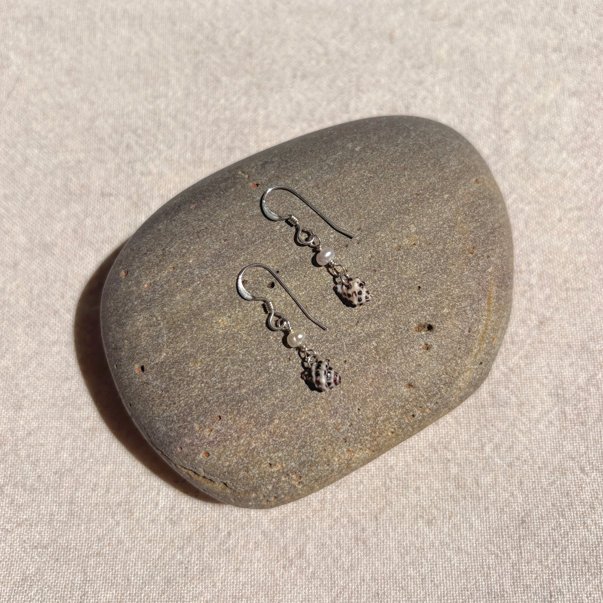 Seashell Pearl Drop Earrings | Sterling Silver