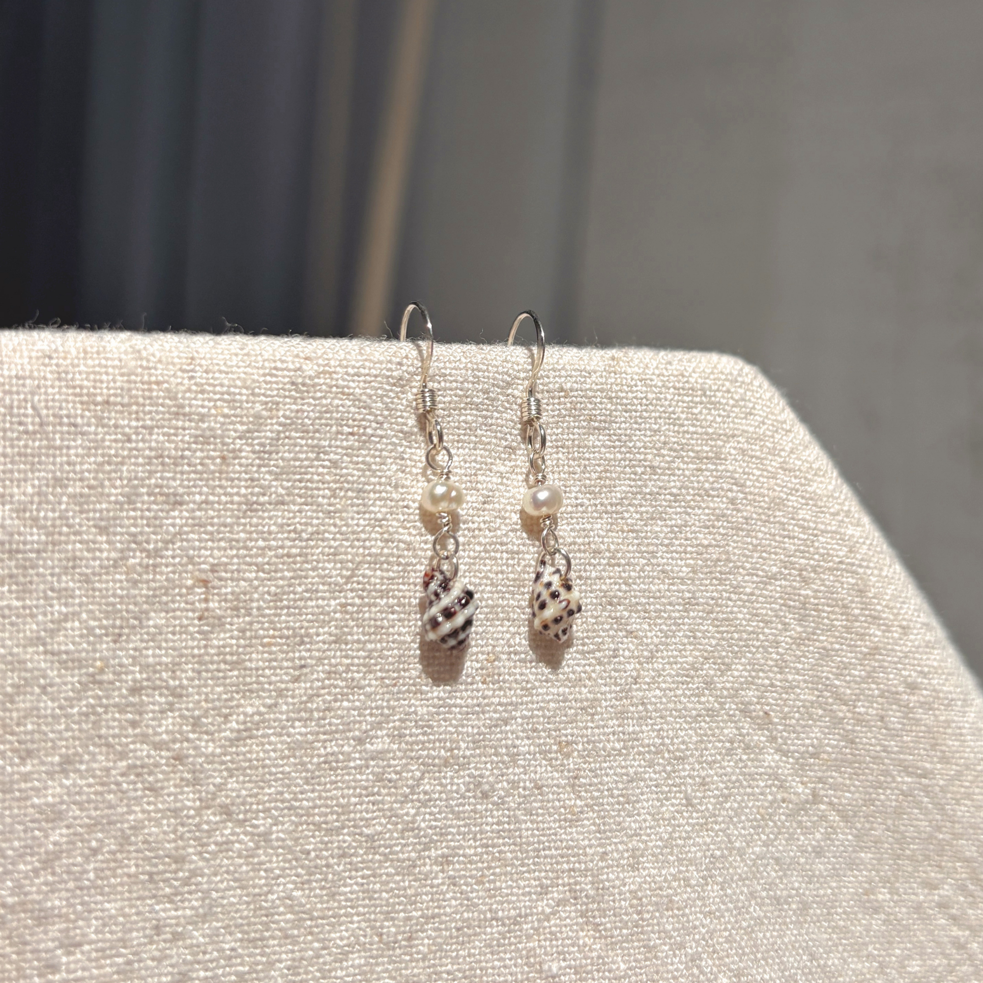 Seashell Pearl Drop Earrings | Sterling Silver