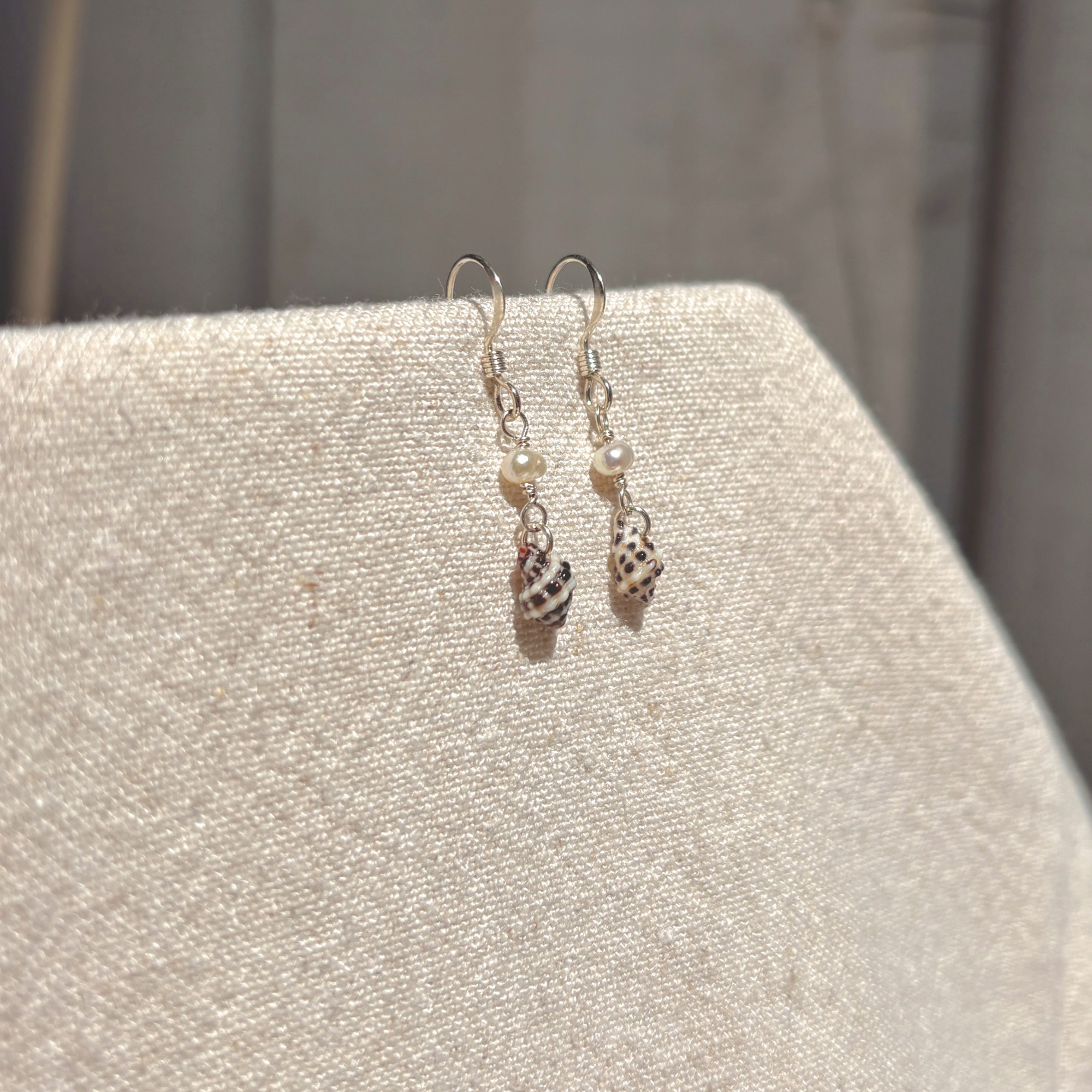 Seashell Pearl Drop Earrings | Sterling Silver