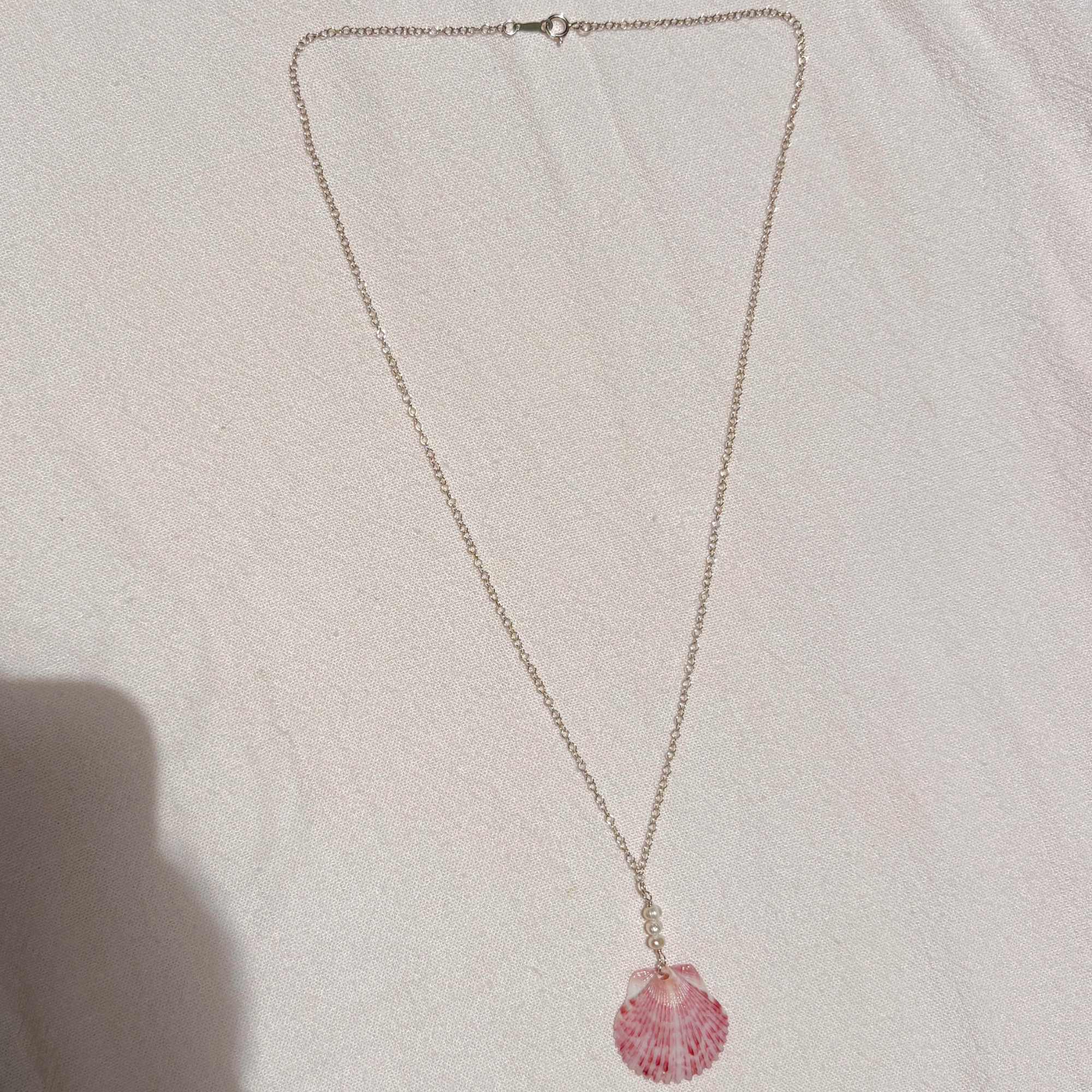 Seashell Pearl Drop Necklace | Sterling Silver
