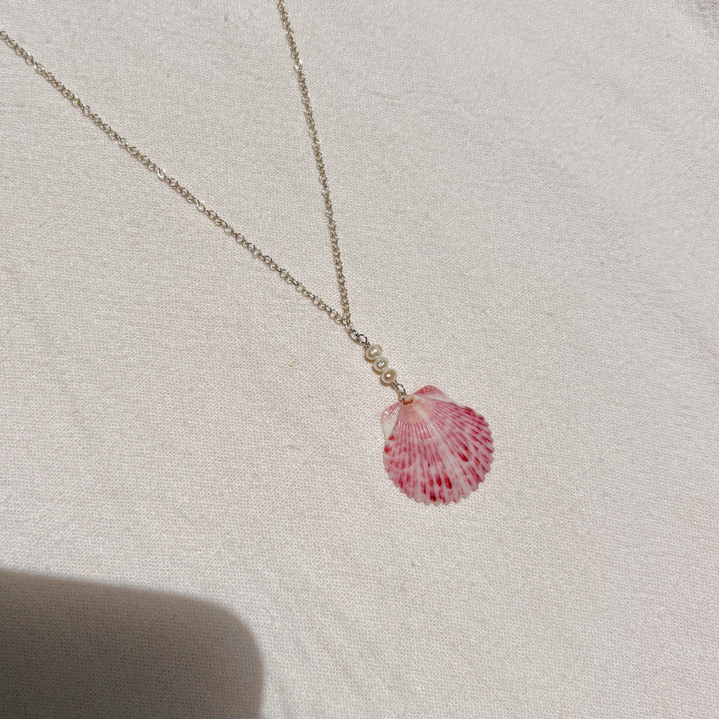 Seashell Pearl Drop Necklace | Sterling Silver