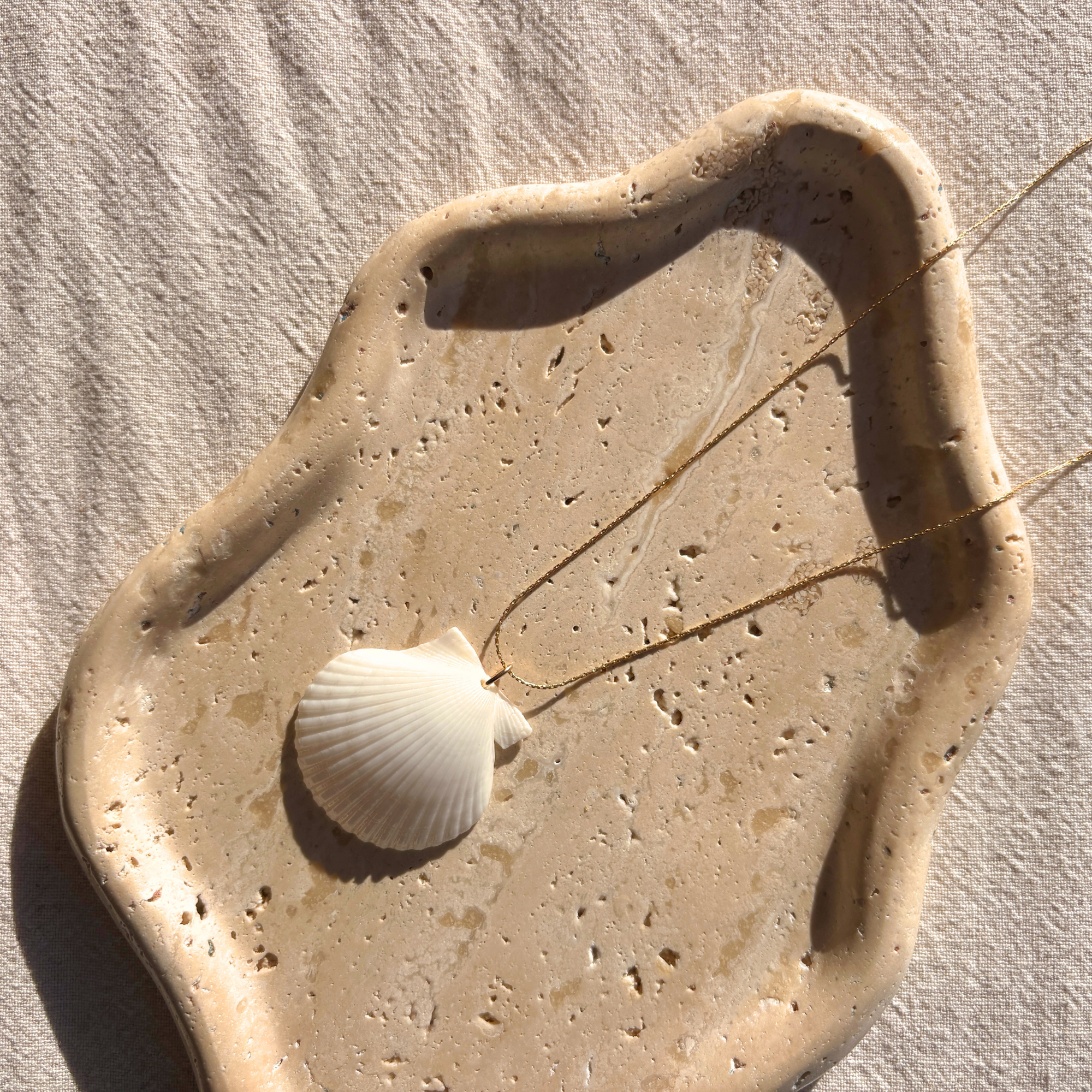 White Scallop Necklace | 14K Gold-filled