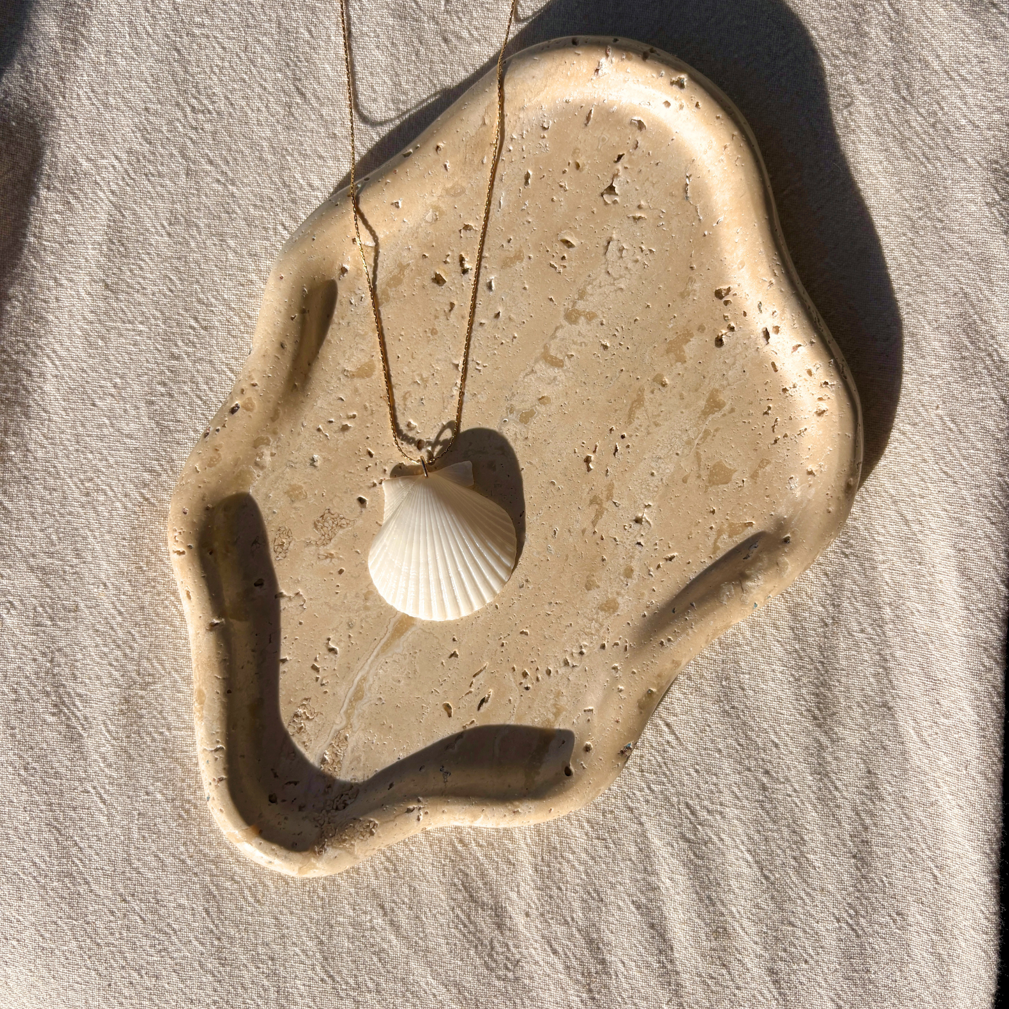 White Scallop Necklace | 14K Gold-filled