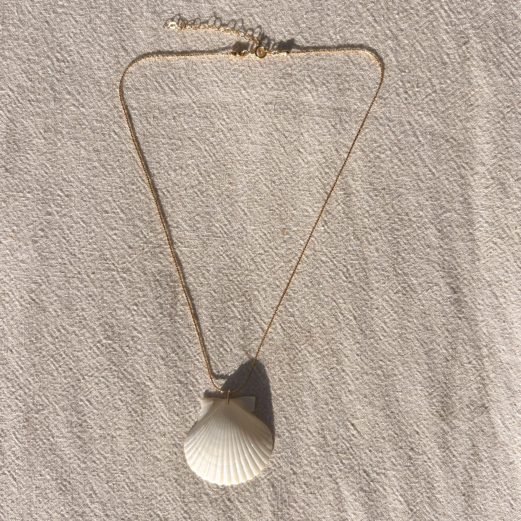 White Scallop Necklace | 14K Gold-filled