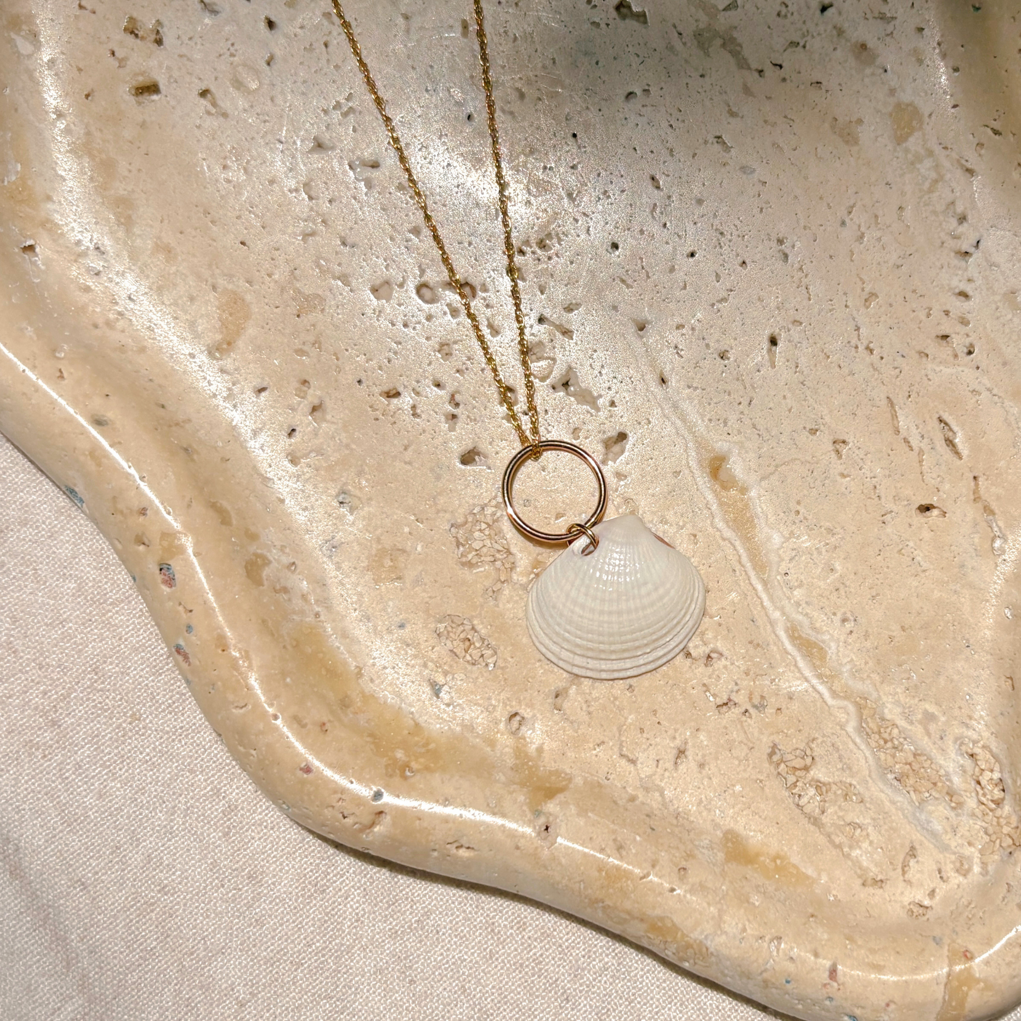 Seashell Ring Drop Necklace | 14K Gold-filled