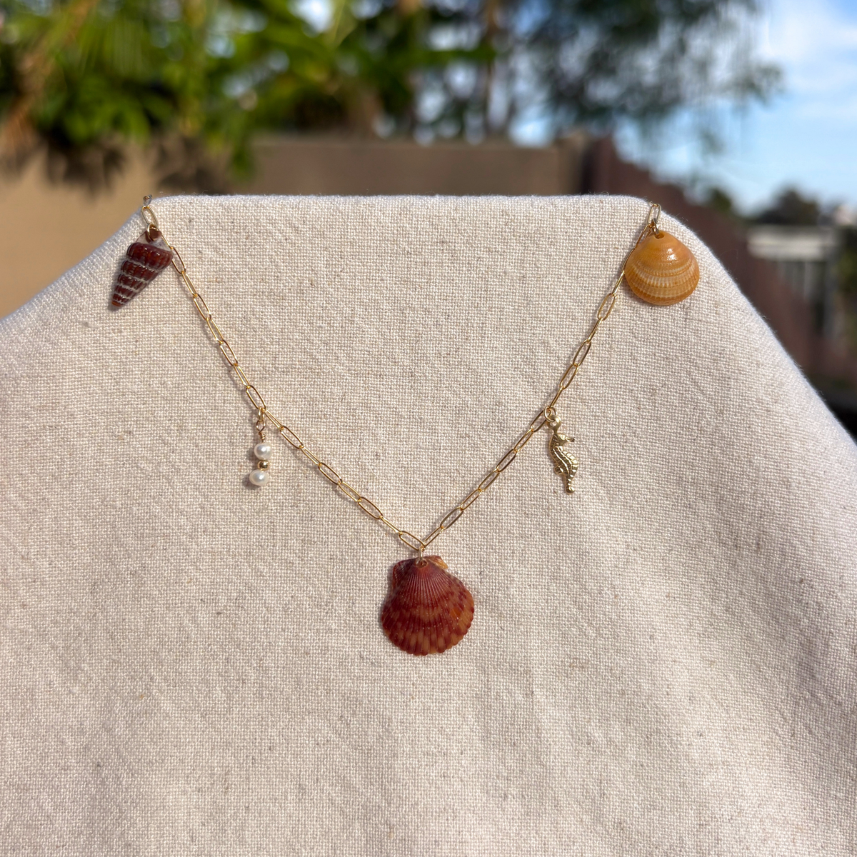 Salsipuedes | Seashell Charm Necklace | 14K Gold-filled