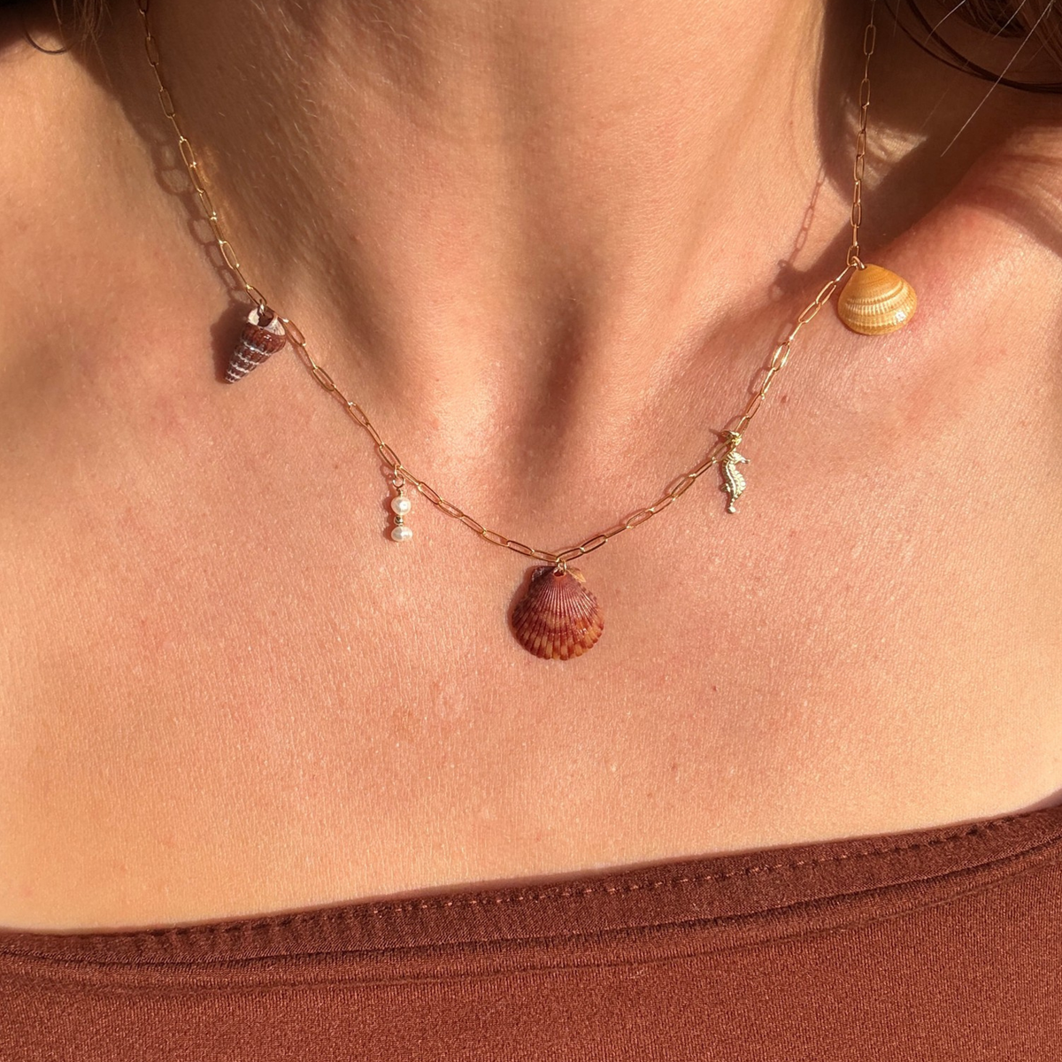 Salsipuedes | Seashell Charm Necklace | 14K Gold-filled