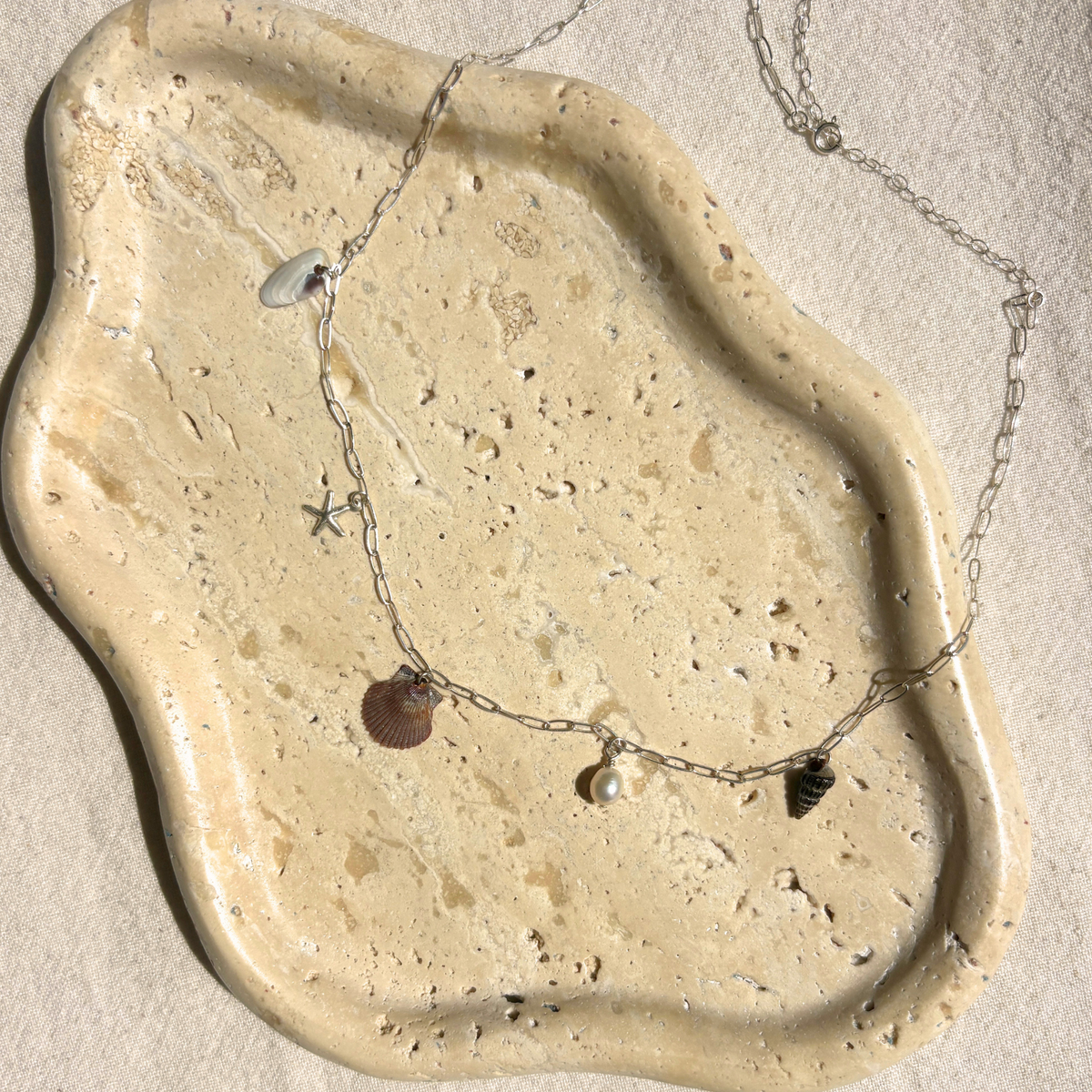 Santa Cruz | Seashell Charm Necklace | Sterling Silver