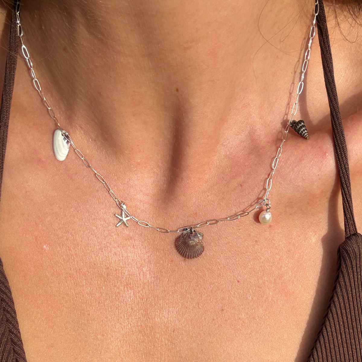 Santa Cruz | Seashell Charm Necklace | Sterling Silver