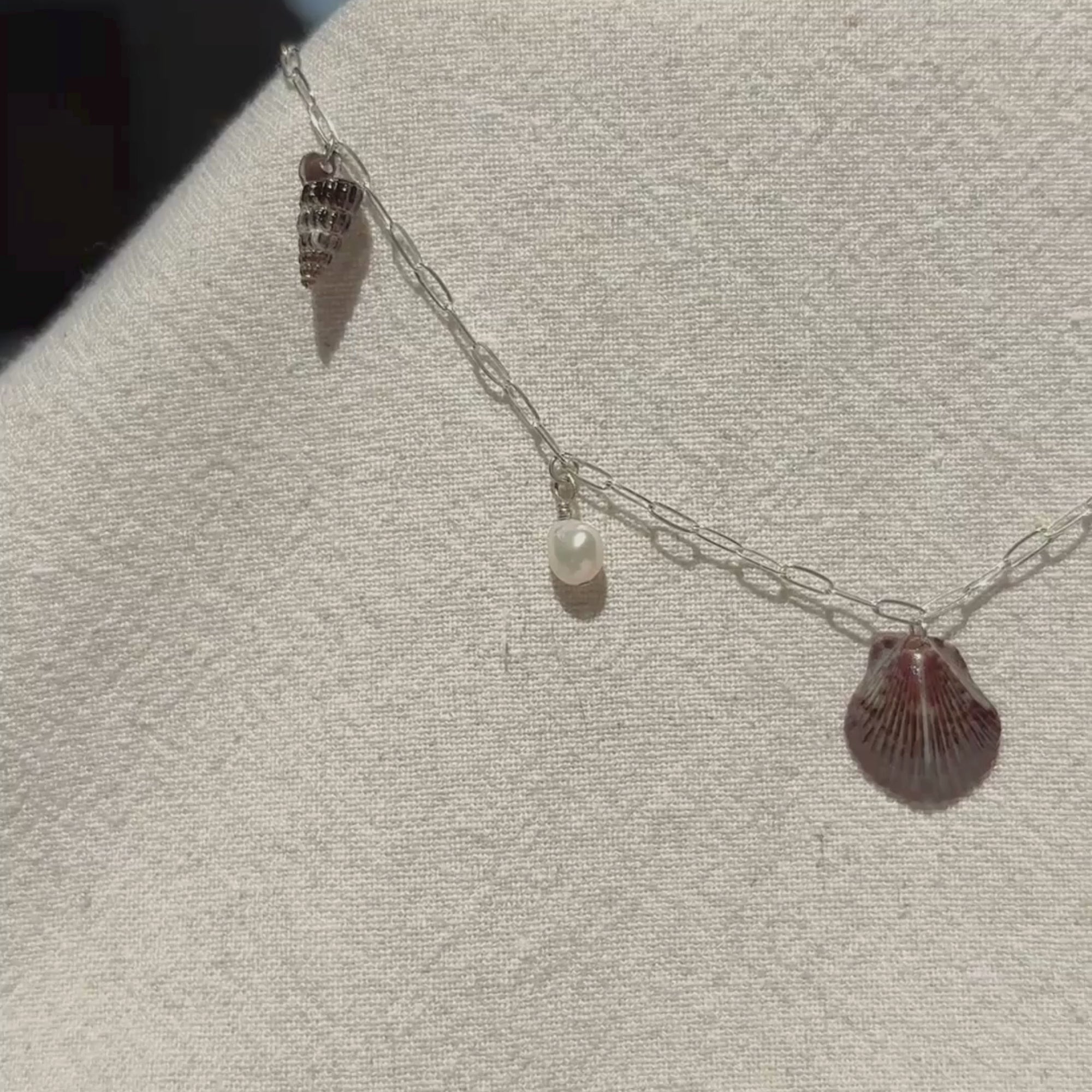 Dainty Seashell Charm Necklace | Sterling Silver