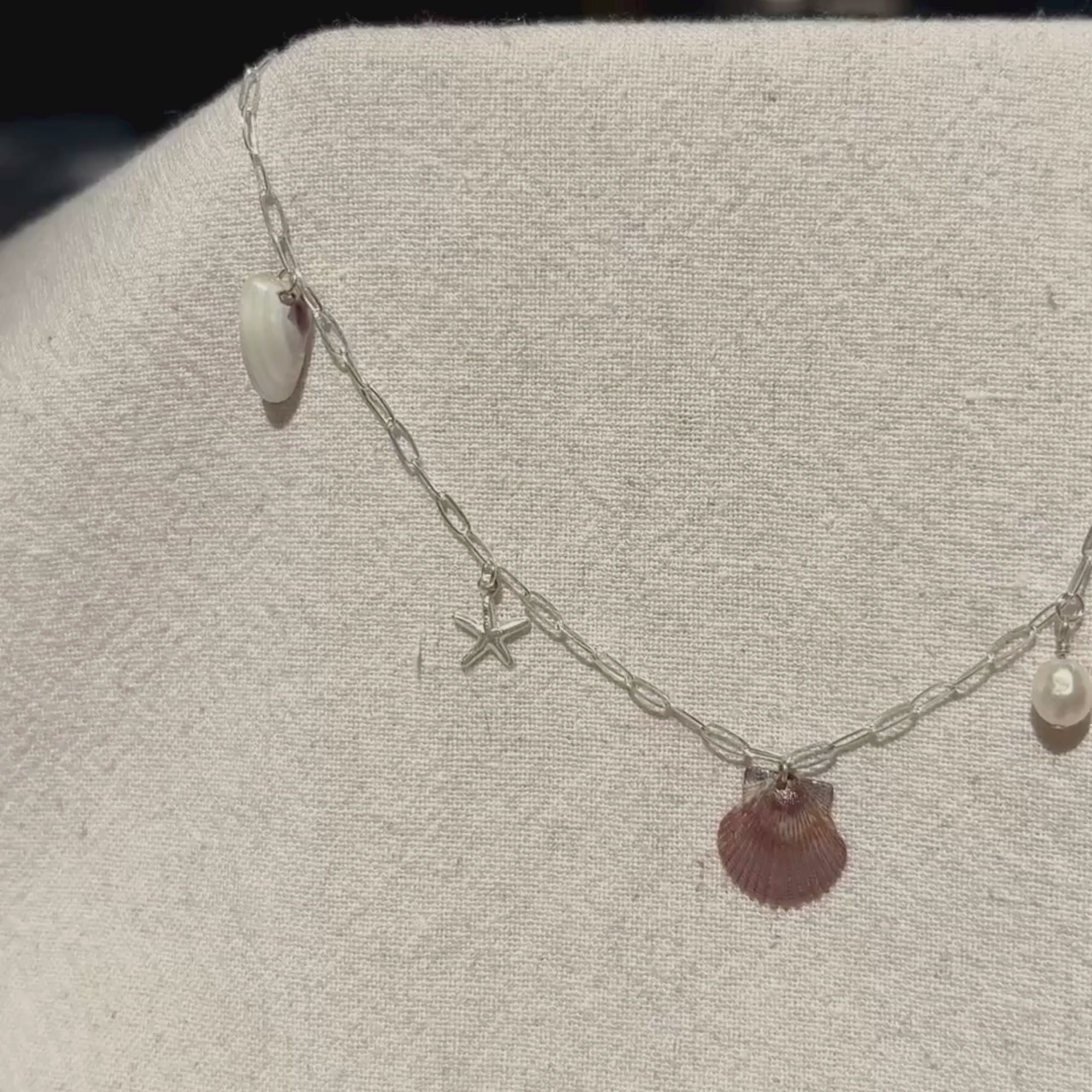 Dainty Seashell Charm Necklace | Sterling Silver