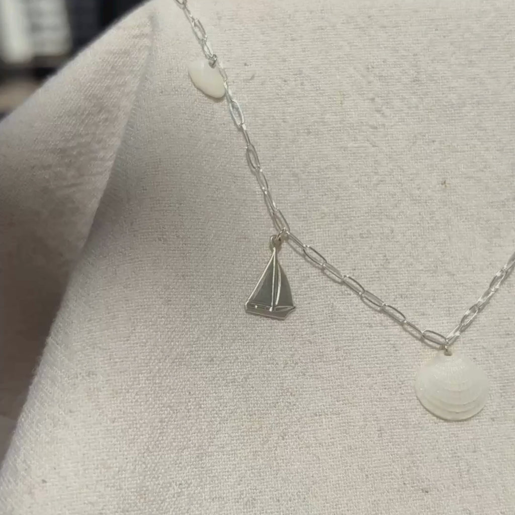Dainty Seashell Charm Necklace | Sterling Silver
