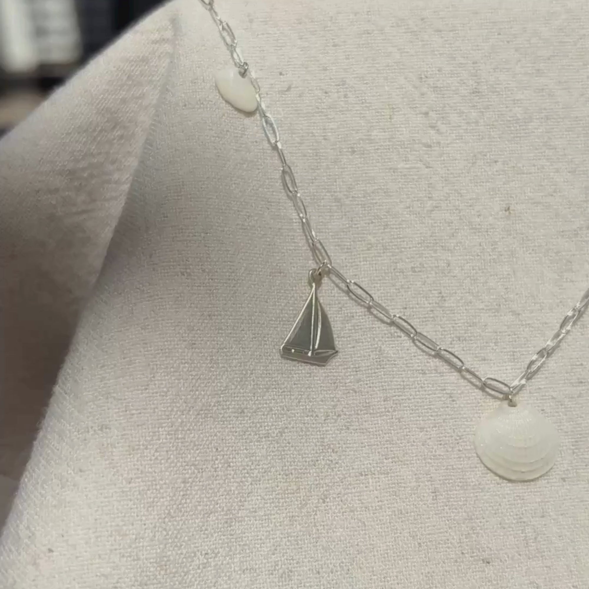 Dainty Seashell Charm Necklace | Sterling Silver